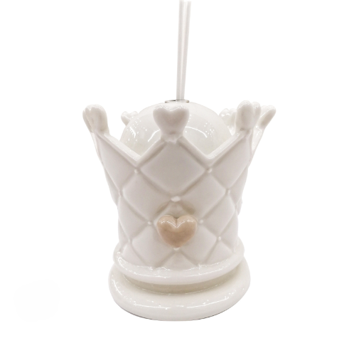Porta essenza corona cuore beige